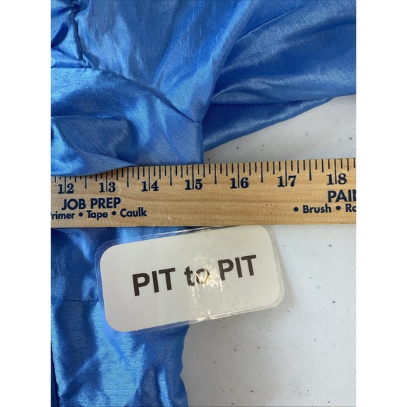 Anthropologie Hutch Twist-Front Puff-Sleeve Ruffle-Hem Midi Dress Sky Blue XS - Picture 11 of 13